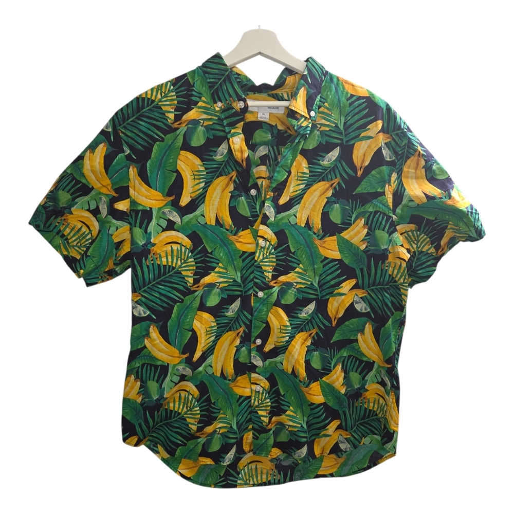 Old Navy XL banana Tropical Green and Yellow Leaf Print Men's Shirt